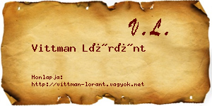 Vittman Lóránt névjegykártya